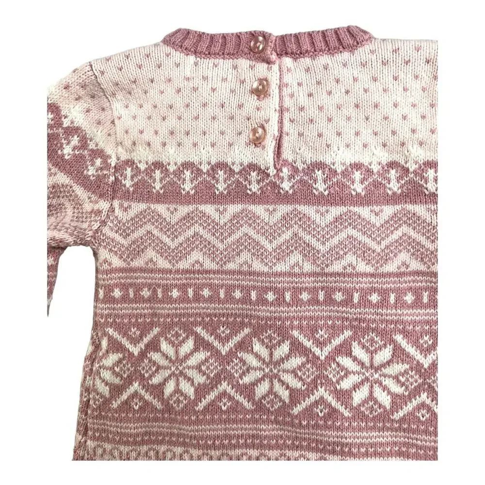 Adrienne Vittadini Bambini Sweater Dress Pink White‎ Toddler Sz 24 Months EUC